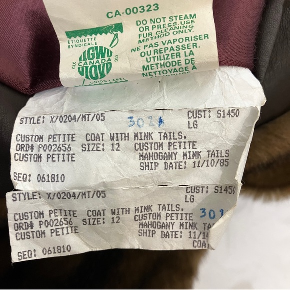 Vintage faux fur mink coat medium brown vegan classic mink tails tassels trench - Picture 11 of 12